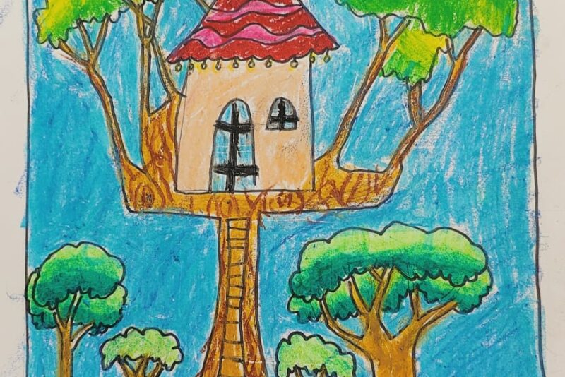 House and Tree. My country. Drawings. Pictures. Drawings ideas for kids.  Easy and simple.