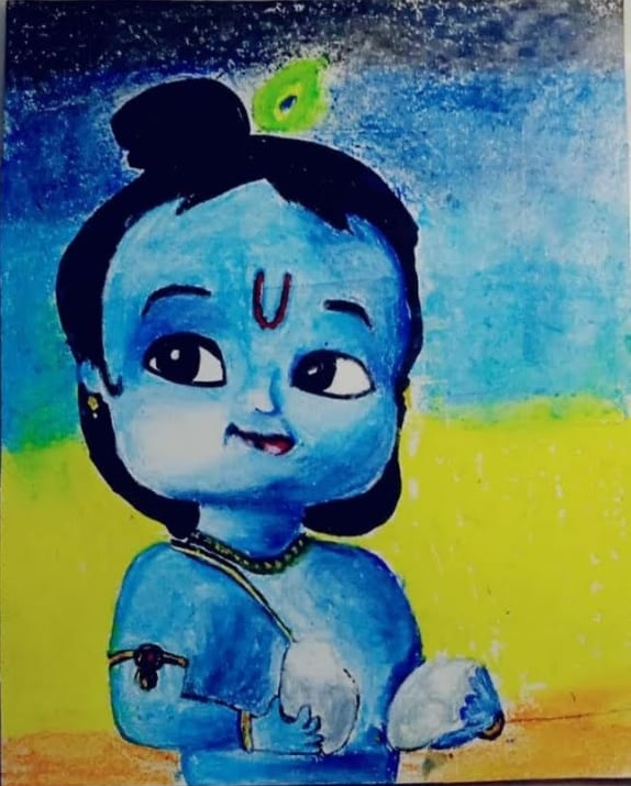 krishna coloured pencil sketch. | Color pencil sketch, Artist, Painting