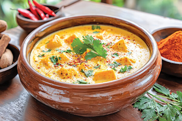 Leider Chaman (Yellow Paneer Curry)