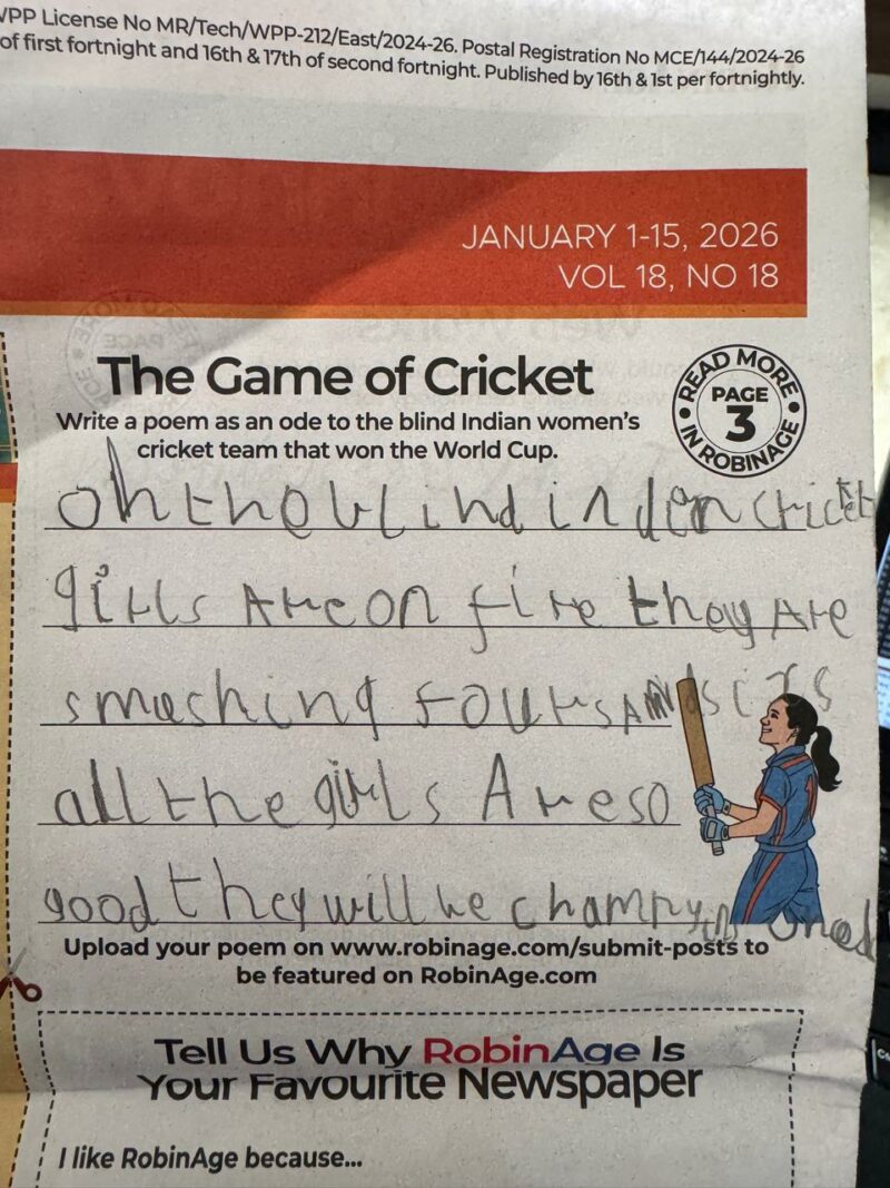 The Game of Cricket: Poem as an Ode to Blind Women’s Cricket Team