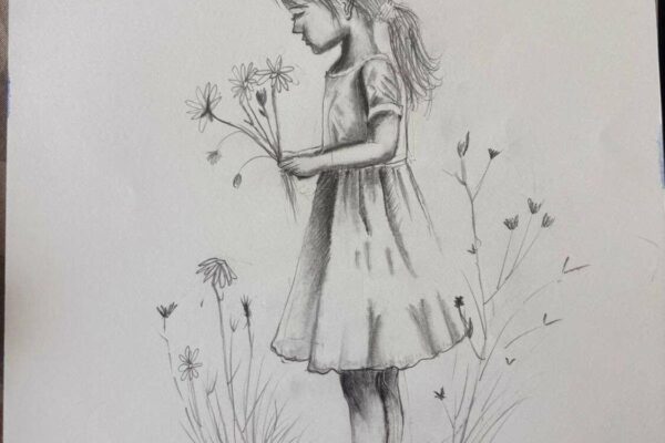 A Pretty Girl with Flowers