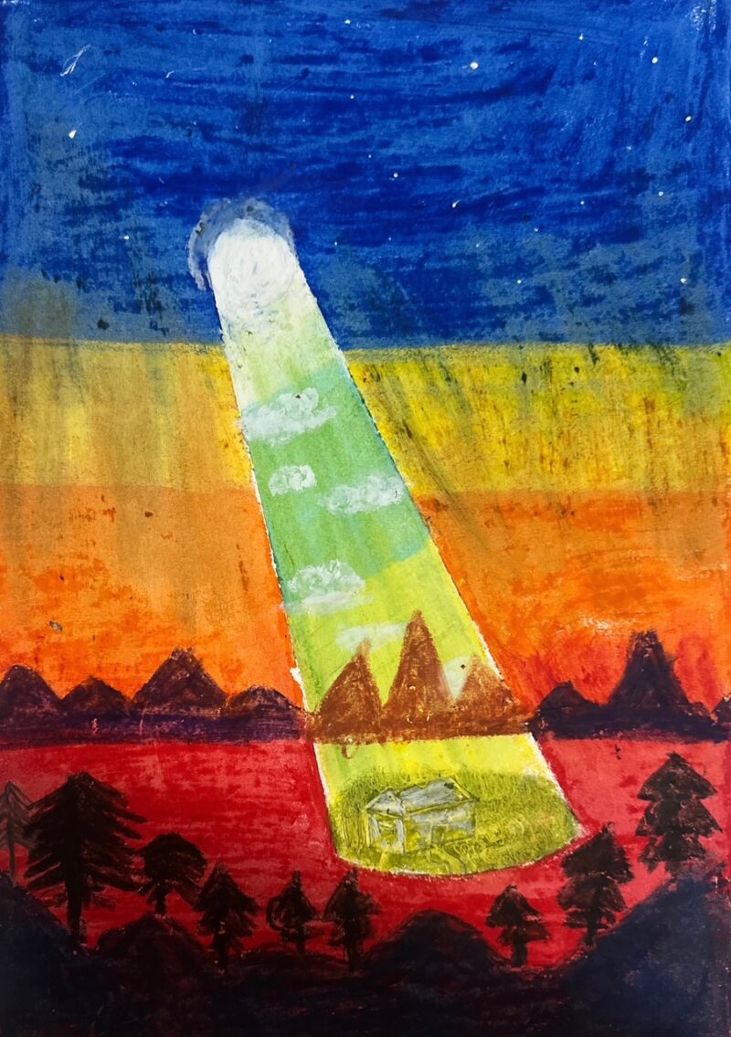 Lonely House in The Night Light