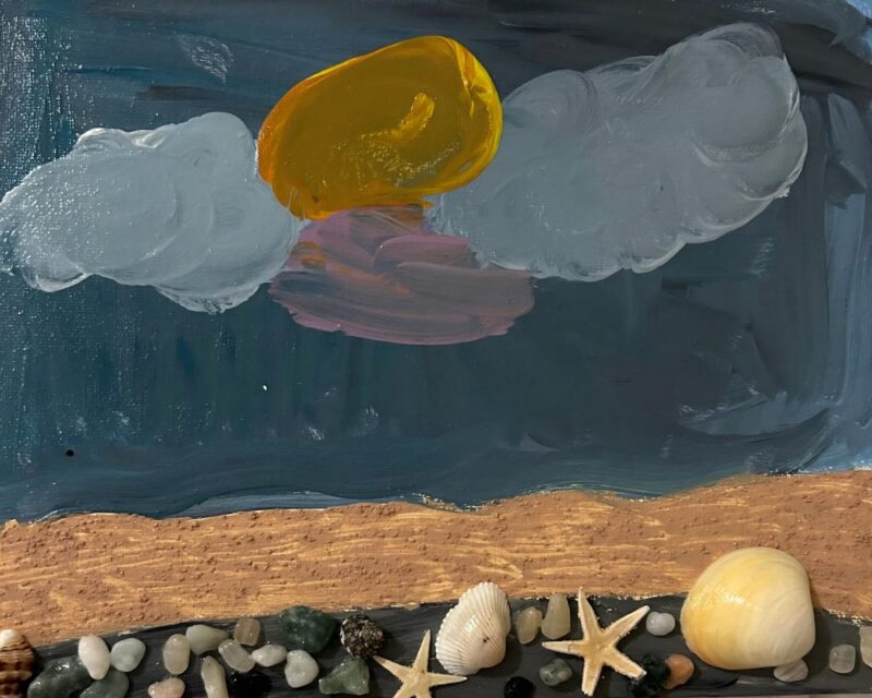 3D Landscape with Seashells and Pebbles