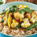 Cauliflower, Coconut & Turmeric Green Curry with Brown Rice